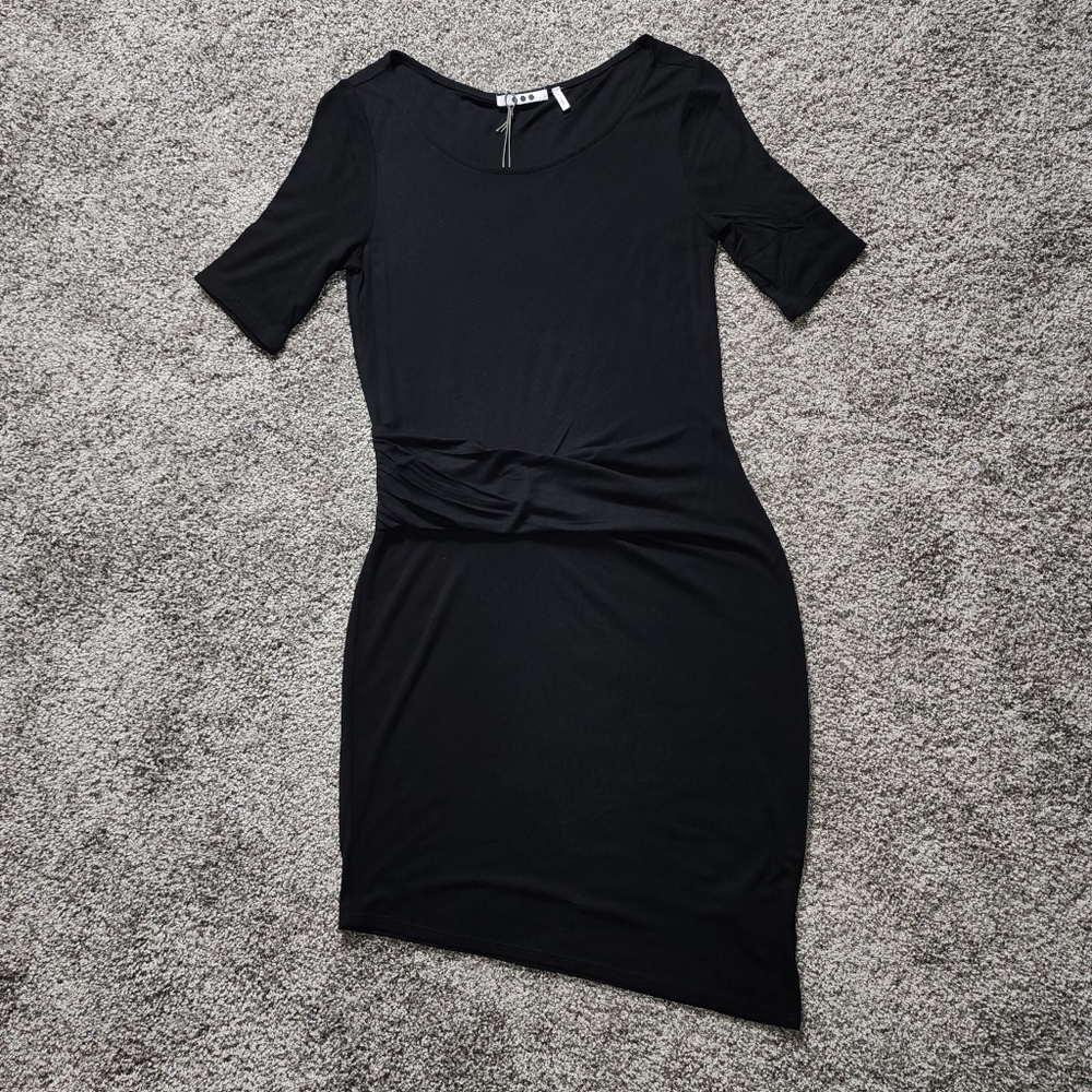 Black Three Dots "Christina" Ruched Jersey Dress - Picture 7 of 13